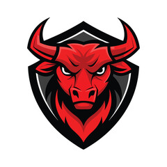 Red Bull Head Vector Illustration - Fierce and Powerful Silhouette Design with Bold Horns for Rustic, Western, and Energetic Branding