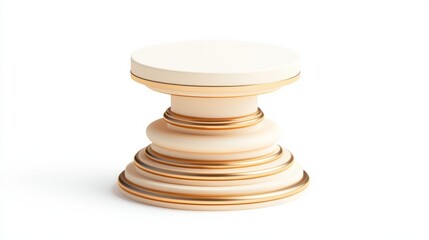 3D round rendering icon of a podium, in center, in white background,