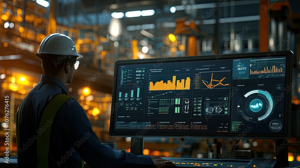 Poster industrial dashboard with data insights and analytics