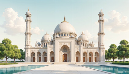Stunning Architectural Mosque with Majestic Dome and Minaret