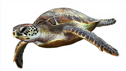 Fototapeta premium Graceful Sea Turtle Glide in Crystal Clear Waters