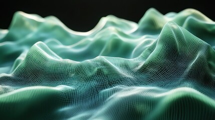 Obraz premium Abstract 3D Green Mesh Landscape