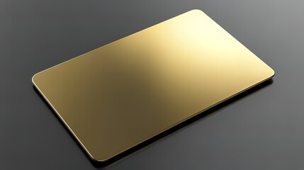 A gold blank card on a black reflective surface.