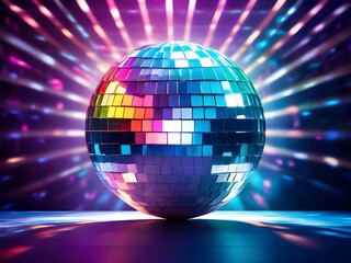 disco ball with disco lights,Ai generated 
