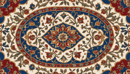 Intricate Mughal Floral Pattern with Vibrant Colors