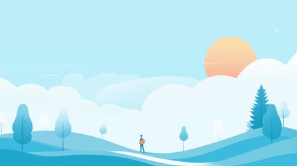 a blue plain and man