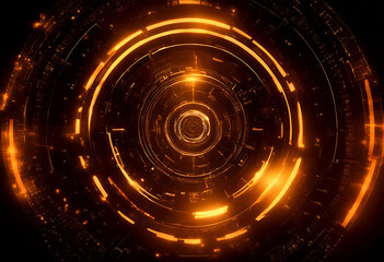 Obraz premium background dashboard orange golden dark abstract hud cyberspace