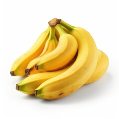 Fresh ripe bananas isolated on a bright white background