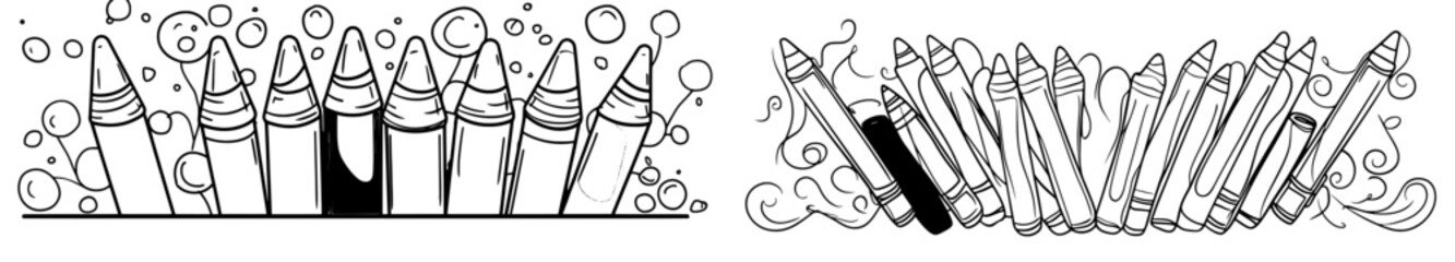 Fototapeta premium Curly lines, squiggles, and shapes hand drawn with charcoal pencils. Modern doodles and scribbles made with chalk or charcoal. Rapid crayon strokes.