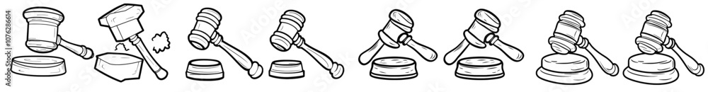 Poster outline modern icon of a judge with hammer from the people collection. this icon can be used on the 