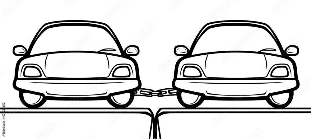 Poster this is an autonomous car line icon in black and white colors. it is part of our autonomous car coll
