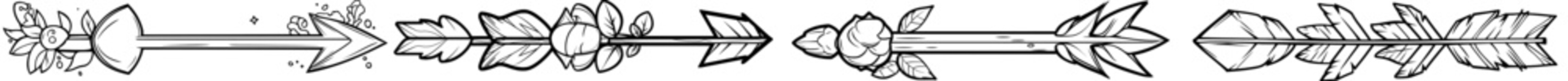 Fine line arrow shapes in black, geometric, arrow design icon