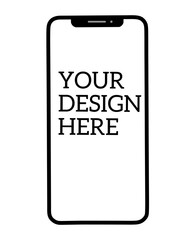 Mobile phone mock up design on white background. Perfect for your designs to be placed on the screen.  