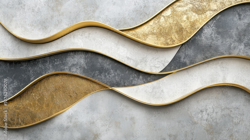 Poster elegant abstract waves in gold and gray design with textured background for modern interior spaces a