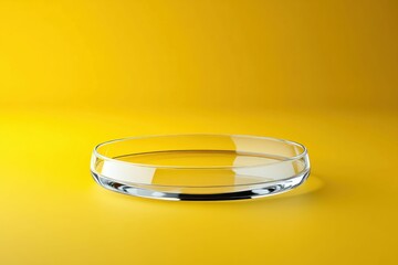 Empty Glass Podium on Vibrant Yellow Background