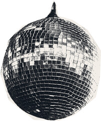 Сlipping from a black and white vintage magazine elements, halftone disco ball.