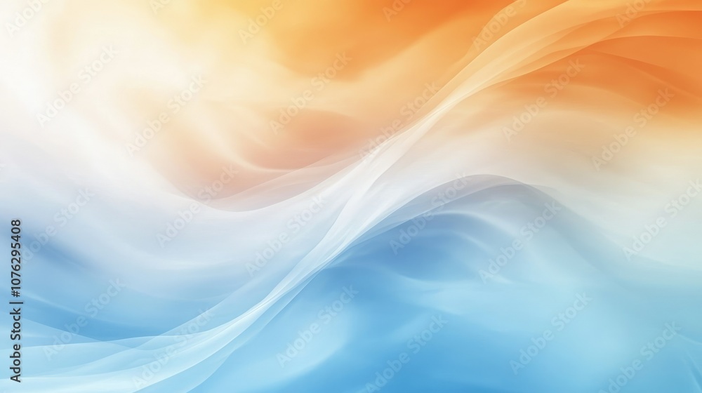 Aufkleber soft waves of colorful textures in warm orange and cool blue tones flowing together, creating a tran