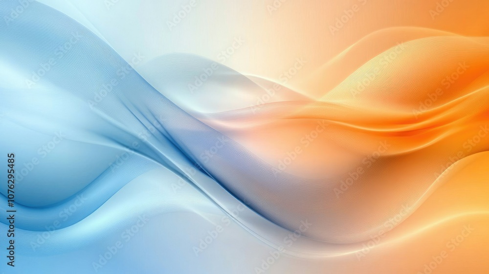 Poster abstract fluid waves background in soft blue and orange tones creating a calm and inviting atmospher
