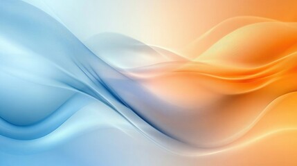 Obraz premium Abstract Fluid Waves Background in Soft Blue and Orange Tones Creating a Calm and Inviting Atmosphere for Modern Design Projects and Artistic Presentations
