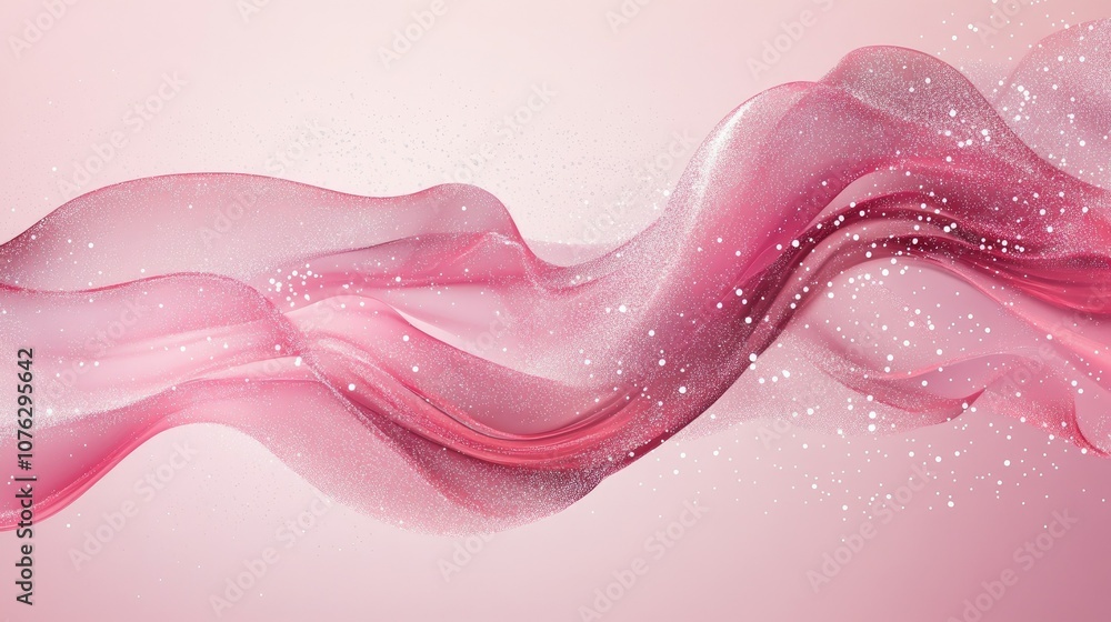 Aufkleber ethereal pink waves flowing gracefully with sparkling particles on a soft background, creating a dre