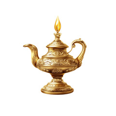 Ornate Golden Lamp with Flame
