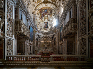 The altar of Chiesa del Gesù (Casa Professa, Saint Mary of Jesus), baroque and mannerist styled...