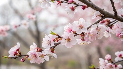 Obraz premium blossoming-apricot-tree-branches-with-copy-space.