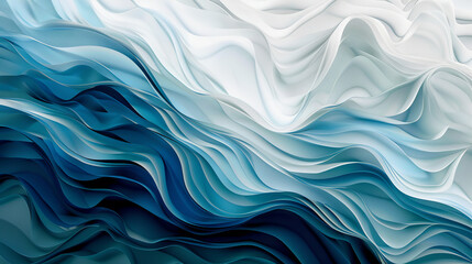 Obraz premium Abstract Ocean Waves in Gradient Blue and White Tones