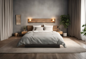 design interior bed single linen top view template plaid virtual