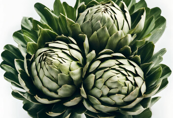 Obraz premium artichoke fresh nourishment white green background artwork transparent epicure cutout food file design set graphic vegetable organic olated closeup althy