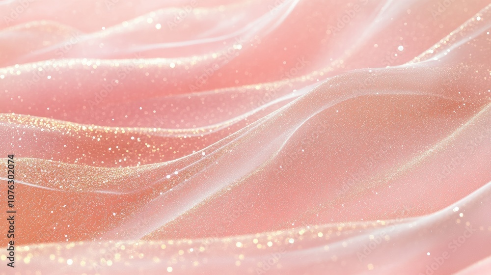 Poster delicate pink fabric with soft waves and subtle sparkle in a dreamy background for elegant and roman