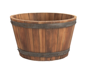 Obraz premium High-Quality PNG of Wooden bucket isolated on white background. Clipping path included – High Resolution