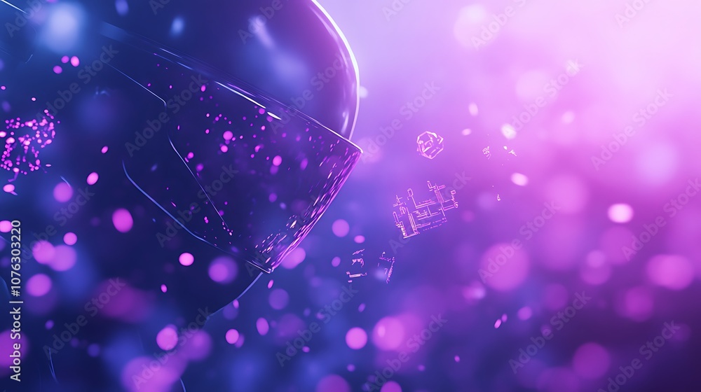 Aufkleber a vibrant, futuristic scene featuring a glowing orb surrounded by colorful bokeh effects, creating a