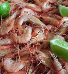 Prawns with Lime Wedges