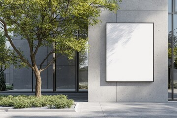 Vertical white billboard in, standing tall in a premium, upscale area. 