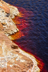 Ferruginous mineral waters. Riotinto opencast mine. Huelva, Andalucia. Spain