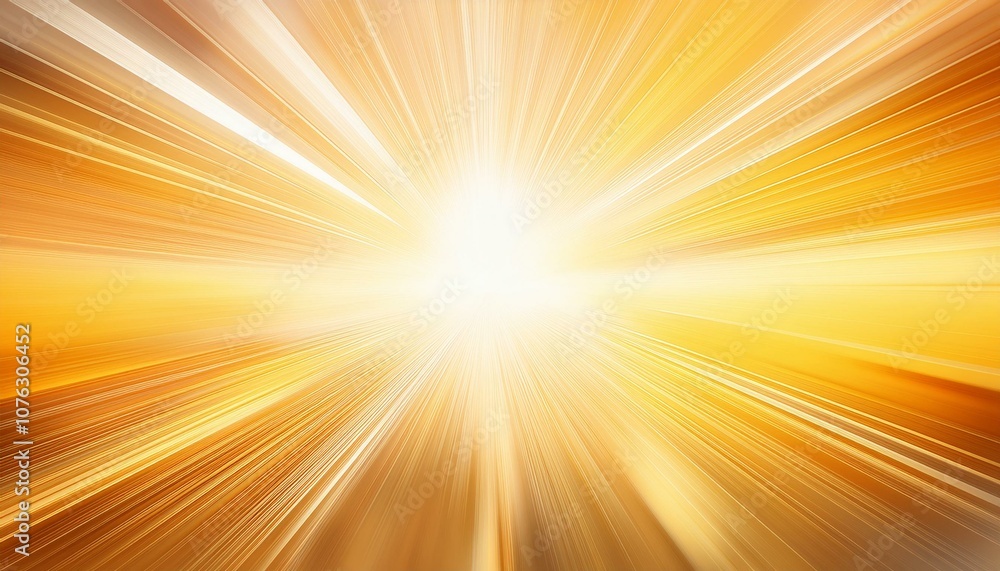 Poster an abstract background with rays of light emanating from central point blending yellow and white col