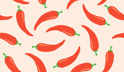 Cute spicy chili pattern background vector design