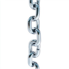 Obraz premium shiny, metallic chain with broken link on white background symbolizes strength and vulnerability