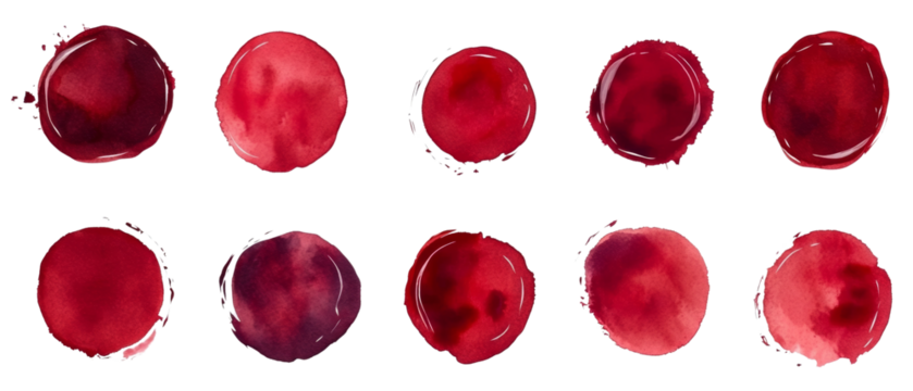 Set of blood stains, isolated transparent background