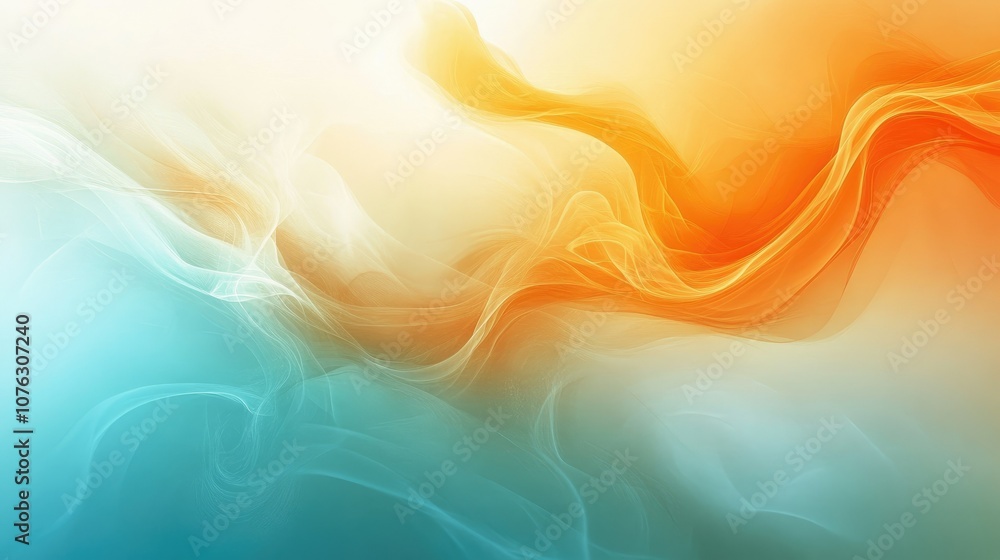 Poster abstract colorful background with soft flowing waves of orange and blue ideal for creative projects 