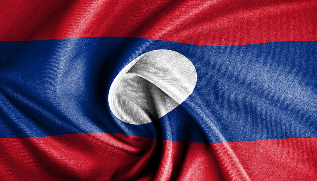Lao Flag with white circle stands for peace and unity among the people of Laos.National flag of Laos Lao PDR that can be used for celebrating national days. Vector illustration