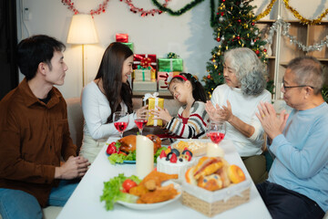 Family Holiday Dinner Celebration, spending happy time together on holidays.