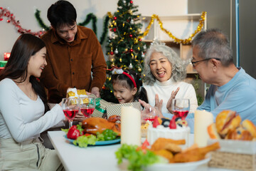 Family Holiday Dinner Celebration, spending happy time together on holidays.