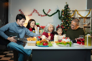 Family Holiday Dinner Celebration, spending happy time together on holidays.