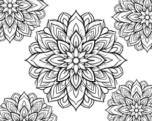 Vector illustration of mandala pattern for coloring page.