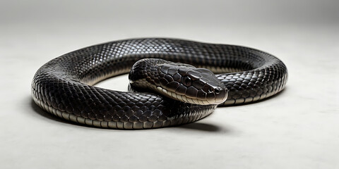 Fototapeta premium a coiled snake with various unique patterns and types, lying on a white background. Realistic view. created with generative AI