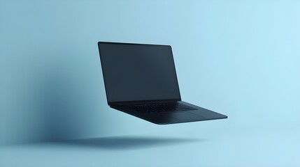3d rendered illustration of a laptop float on blue background