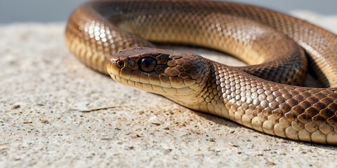 Fototapeta premium a coiled snake with various unique patterns and types, lying on a white background. Realistic view. created with generative AI