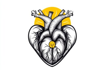 A minimal line drawing of a heart with radiating lines, symbolizing warmth and joy